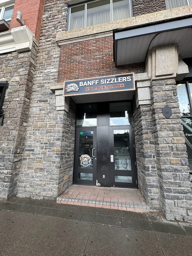 Banff Sizzlers Pub & Grill restaurant interior at 124 Banff Avenue, Banff, Alberta